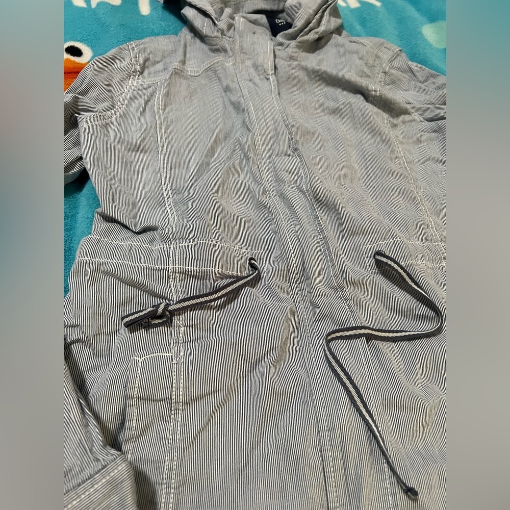 Gap Lightweight Full Zip Hooded Jacket Blue White Striped​​